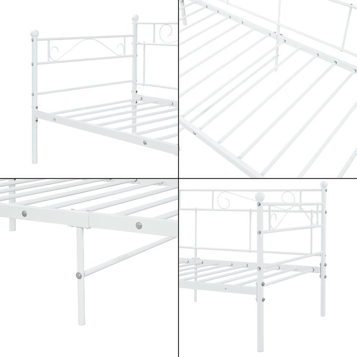 Actual product image En.Casa Metal bed Granada 90x200 cm with cold foam mattress white (90 x 200 cm)