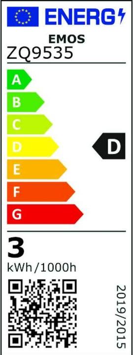 Label énergétique Emos ZQ9535 (G9, 2.50 W, 350 lm, 1 x, D)