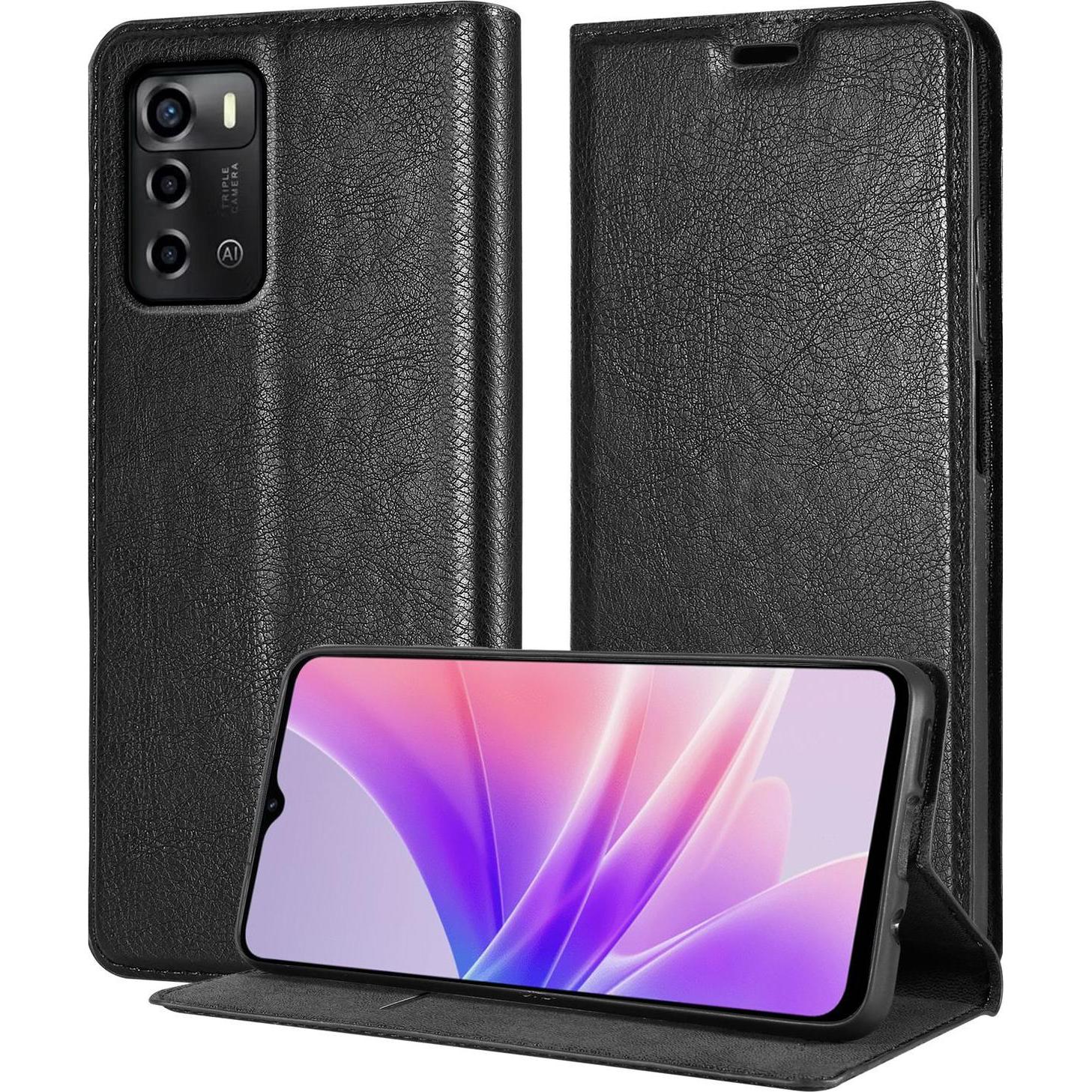 Cadorabo Book Hülle Invisible für ZTE Blade A72 5G (ZTE Blade A72), Smartphone Hülle, Schwarz