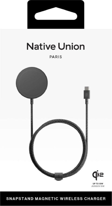 Actual product image Native Union Snapstand Qi2 Wireless Charger Black (15 W)