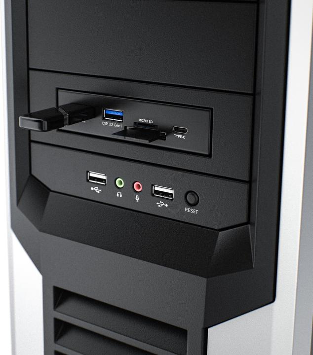 Produktbild CSL USB 3.2 Gen.1 Front Panel aus Metall, Cardreader, Speicherkartenleser, USB C, 2x Typ A, MicroSD, SD (USB 3.2)