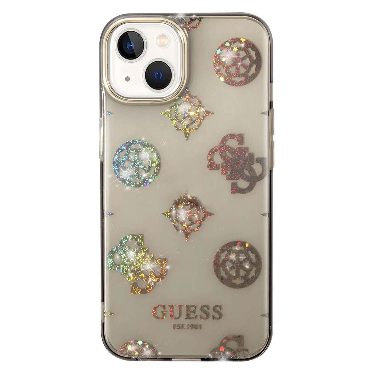 Guess Hülle Tpu Peony, Schwarz Series (Apple IPhone 14), Smartphone Hülle, Schwarz