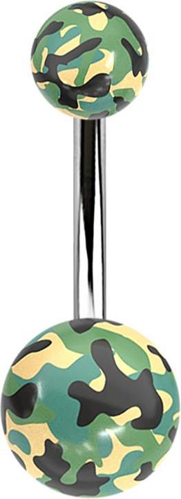 Image du produit Star Piercing Banane argentée avec deux boules Military blanches (sans laiton, Acier chirurgical 316L, Matières plastiques)
