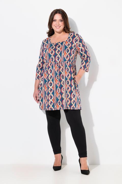Produktbild Ulla Popken Longshirt, bedruckt, A-Linie, V-Ausschnitt, 3/4-Arm (50, 52)