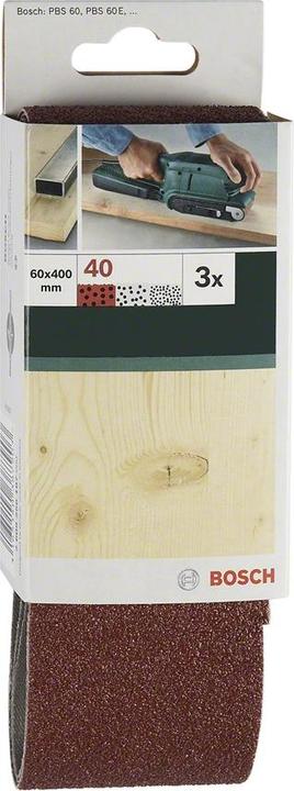 Actual product image Bosch Zubehör 3-piece sanding belt set for belt sander, red quality K = 60 (60)
