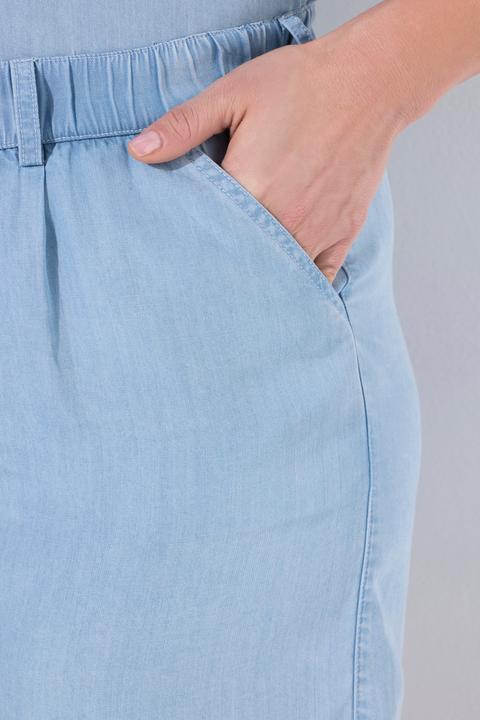 Image du produit Ulla Popken Bermuda en Lyocell aspect jean, jambe large et taille élastique (52)