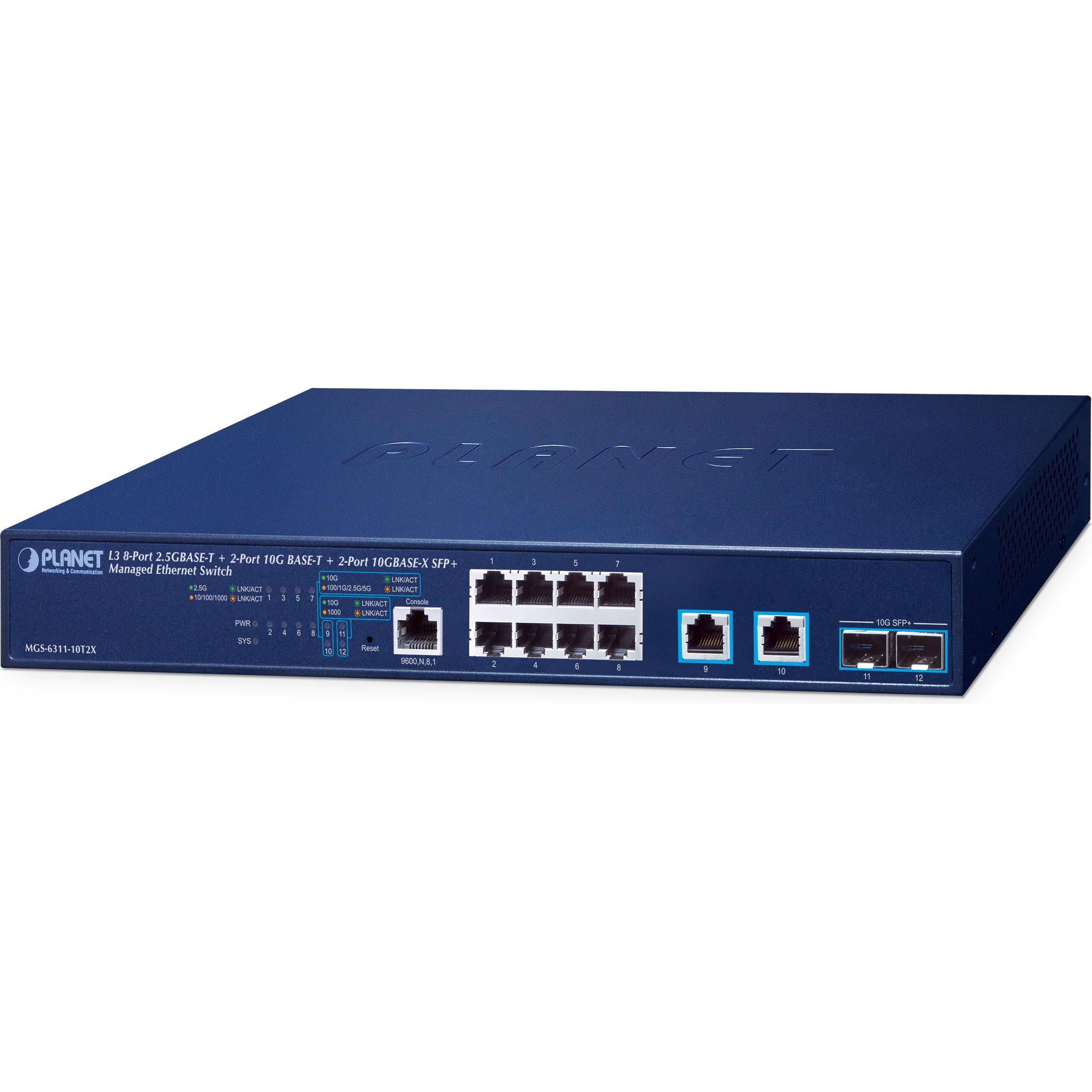 Planet MGS-6311-10T2X (10 Ports), Netzwerk Switch, Blau
