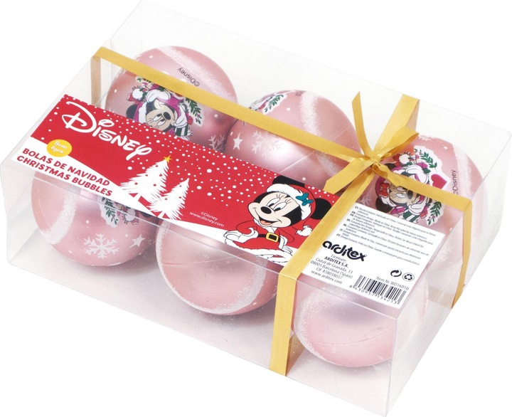 Productafbeelding Arditex Kerstballen voor kinderen Minnie Mouse Roze, 6st. (6 -Part)