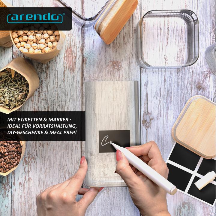 Produktbild Arendo 6x 2 L Vorratsgläser, Glasbehälter, 6er Set, Borosilikat mit Deckel, Aufklebern & Textmarker (2 l)