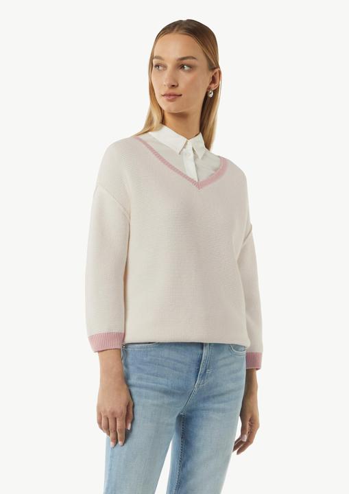 Produktbild Comma Strickpullover Strickpullover mit V-Ausschnitt und Kontrastdetails (44)