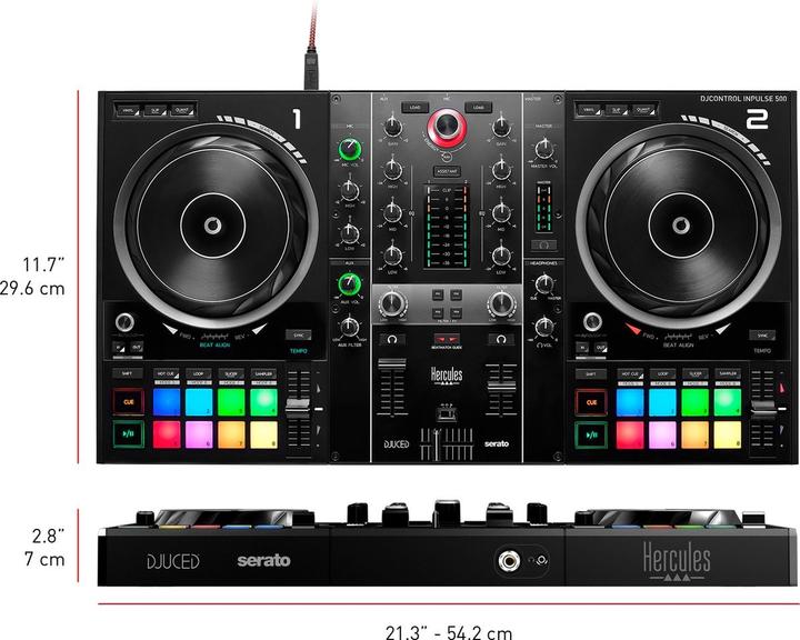 Actual product image Hercules DJ Control Inpulse 500 – 2-Kanal USB-DJ-Controller + HDP DJ45 Kopfhörer