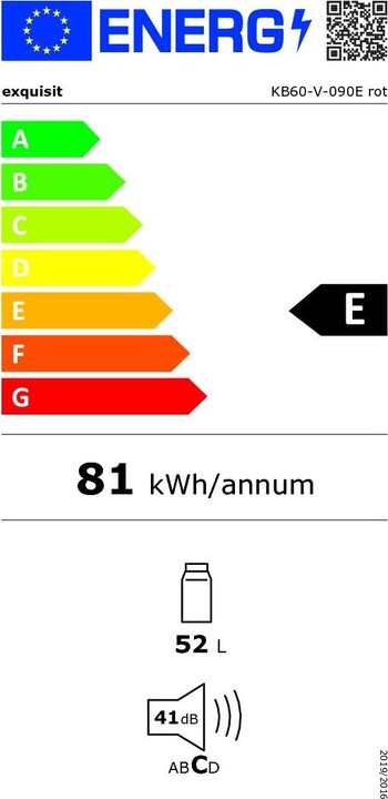 Energie-Label Exquisit KB60-V-090E rotPV (52 l)