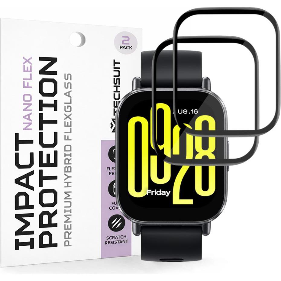 Techsuit - Nano Flex (2 pack) - Xiaomi Redmi Watch 5 Active - Black, Accessori per smartwatch, Nero