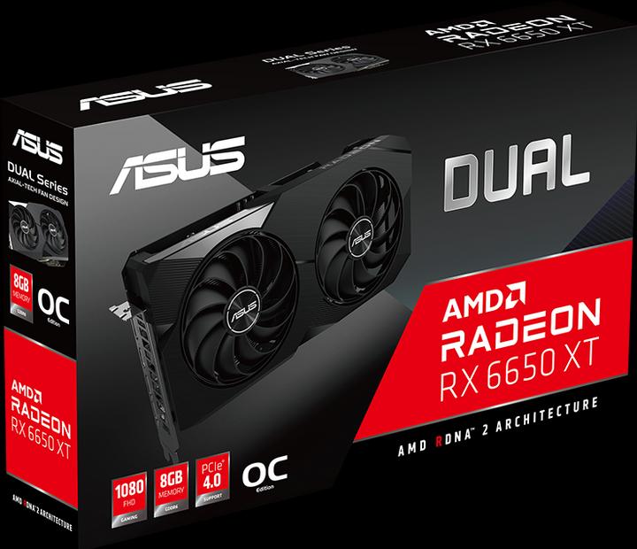 Image du produit ASUS DUAL-RX6650XT-O8G,HDMI,DP,Active (8 Go)