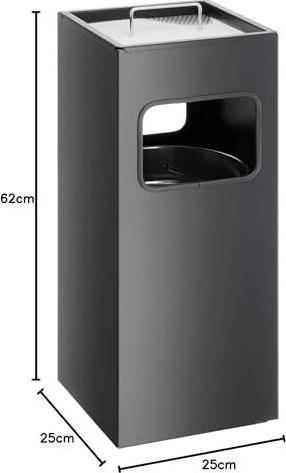 Actual product image Durable Waste bin with ashtray 17 l, black (17 l)