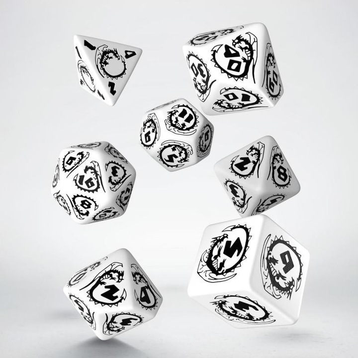 Q Workshop SDRA02 - Dragons dice set: white and black (7 pieces)