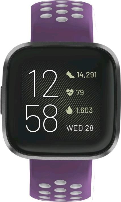 Produktbild Hama Silikon-Sportarmband für Fitbit Versa2/Versa/Versa Lite, lila/grau, univ. (Silikon, Rostfreier Stahl, Versa Lite, Versa)