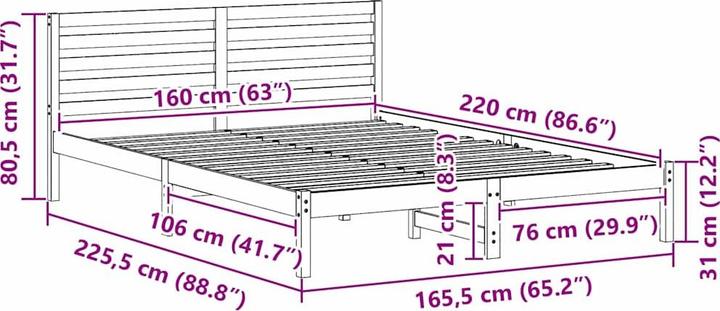 Image du produit vidaXL Plattformbett (160 x 220 cm)