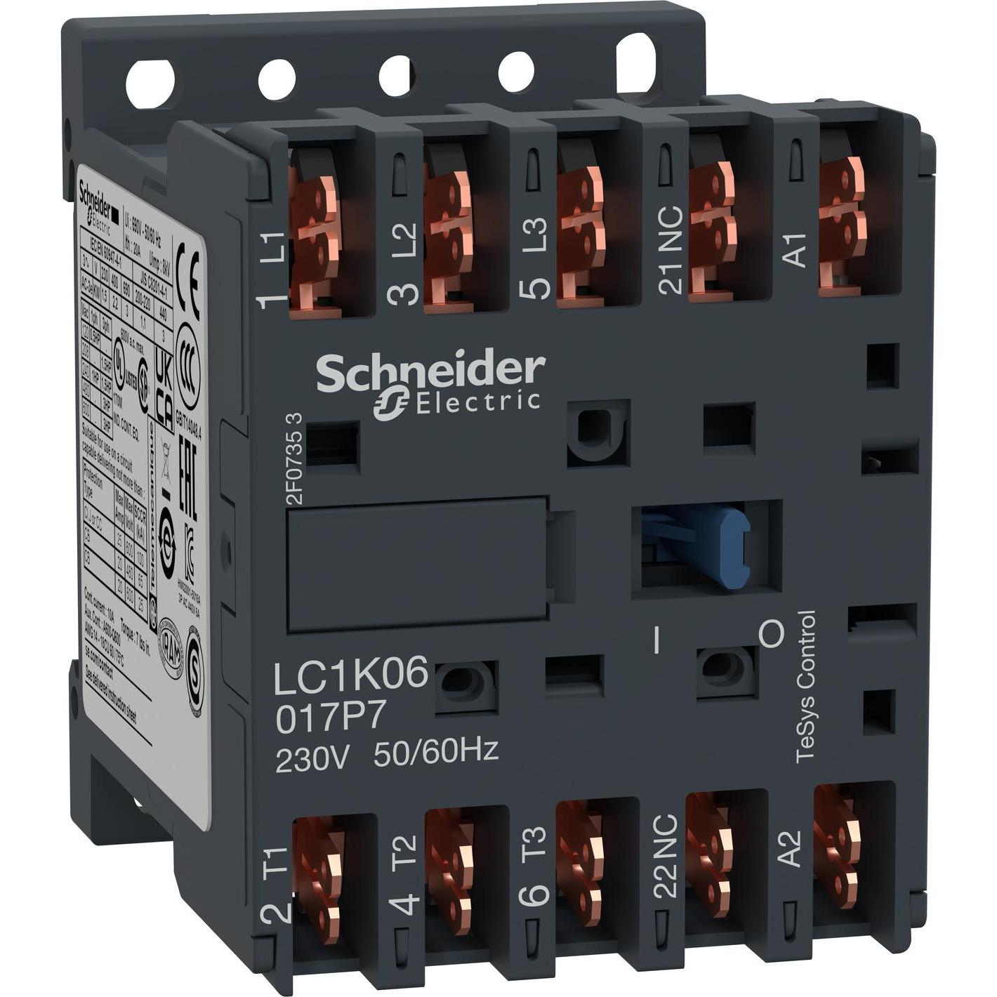Thumbnail - Schneider Electric Leistungsschütz, 3p+1Ö, 2,2kW/400V/AC3, LC1K06017P7, Relais