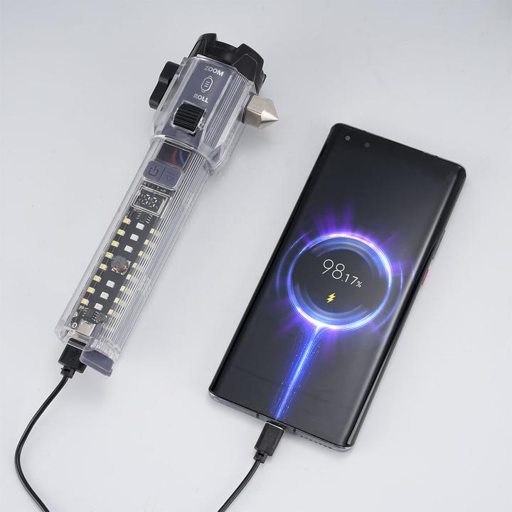 Actual product image Comfort Aid Multifunktions-Taschenlampe mit Hammer & Gurtschneider, Akku