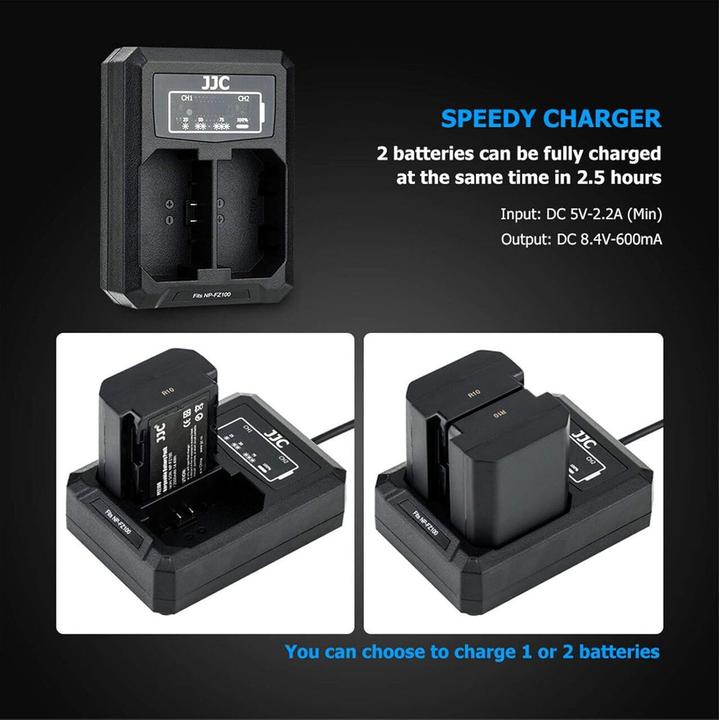 Image du produit JJC Sony DCH FZ100TC USB C Dual Battery Charger (voor Sony NP FZ100) (Chargeur de batterie d'appareil photo)
