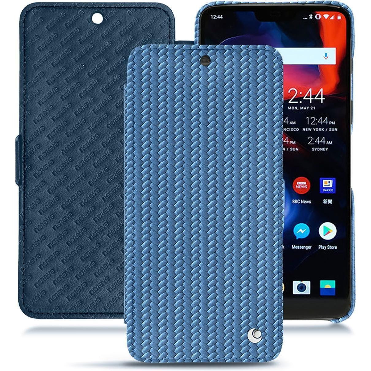 Noreve Lederschutzhülle horizontal (OnePlus 6), Smartphone Hülle, Blau