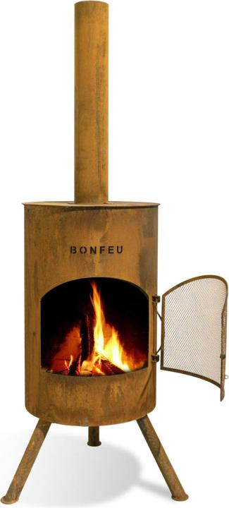 Bonfeu BonTon 40 Corten Tuinhaard - L 40 x W 40 x H 145 cm - Staal - bruin - Tuinhaard - Terrasverwarming -