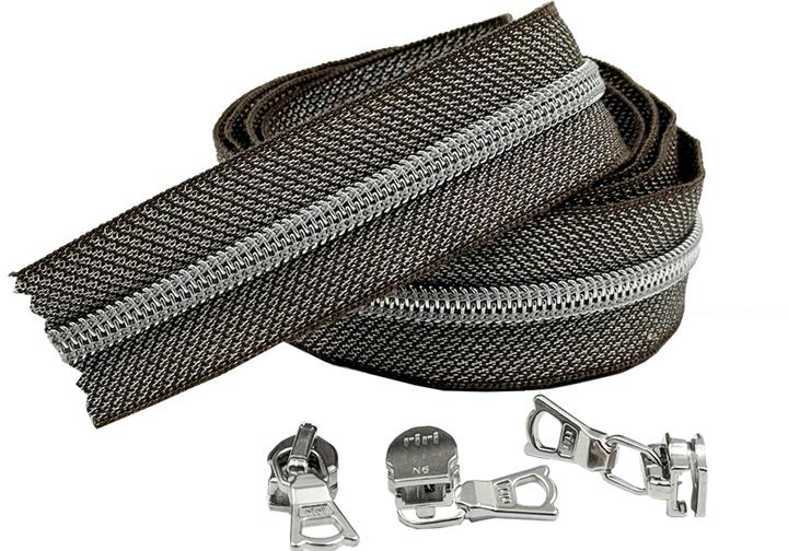 Hellbraun, lurex silber