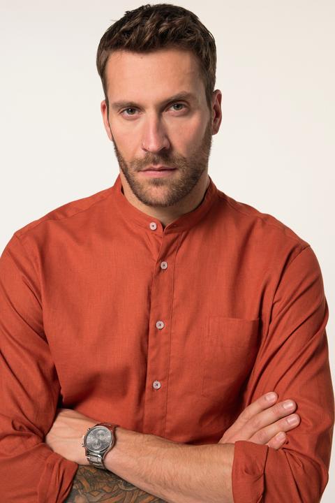 Immagine prodotto JP1880 Camicia in misto lino dalla vestibilità moderna con colletto alla coreana e maniche lunghe (3XL)