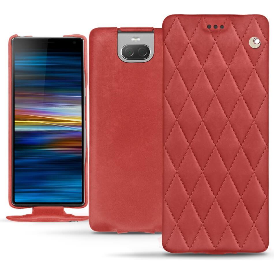 Noreve Lederschutzhülle vertikal (Sony Xperia 10), Smartphone Hülle, Rot