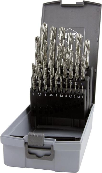 Image du produit Ruko Jeu de forets hélicoïdaux DIN 338 type N, HSS-G - coupe à gauche en cassette plastique ABS - 25 pcs.