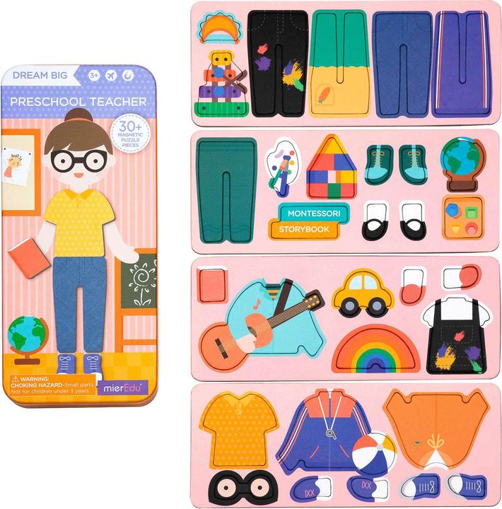mierEdu Magnetspiel Box Dress Up - Lehrer zum Verkleiden I Fördert Motorik + Fantasie I Ideal für zu Hause (32 Teile)