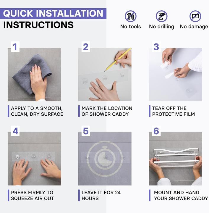 Produktbild Kingmax 2-teiliges Duschablage-Set ohne Bohren (31.50 x 11.90 x 12.90 cm)