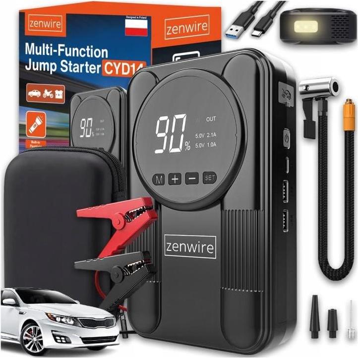 Zenwire, Avviatore di emergenza, Urządzenie Rozruchowe Powerbank Jump Starter Booster Kompresor Samochodowy CYD14