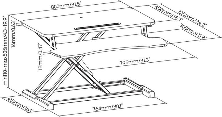 Produktbild Techly Nakładka na biurko ze sprężyną gazową pod laptopa monitor
