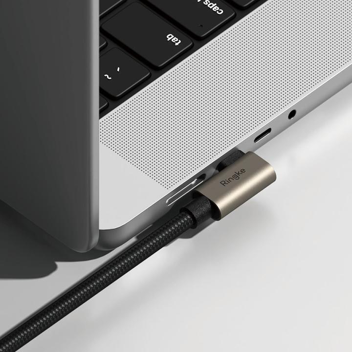Actual product image Ringke 3.2 gen. 2x2 USB-C, PD 3.1 240W 2m angled cable - black (2 m, USB 3.2 Gen 2x2, 240 W)
