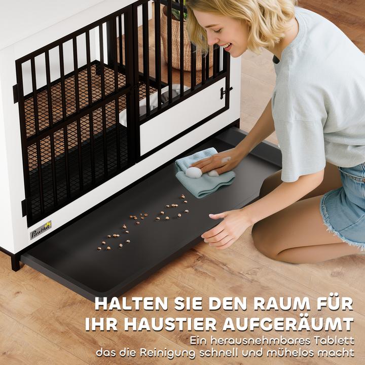 Produktbild PawHut Hundekäfig MDF, Metall Weiss (Hundezwinger)