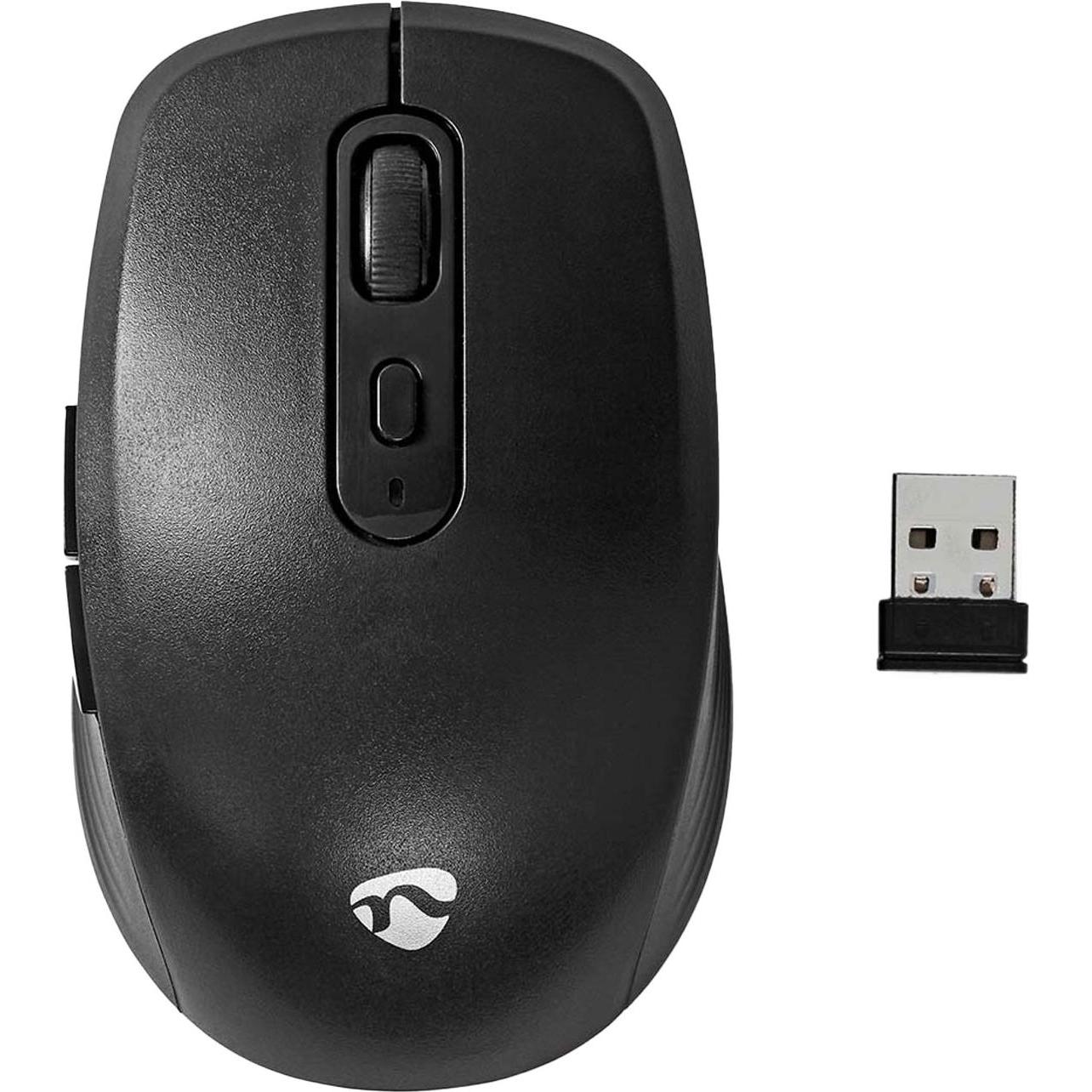 Nedis Mouse Drahtlos 800 / 1200 / 1600 dpi Einstellbar DPI Anzahl Knöpfe: 6 Rechtshändig (Kabellos), Maus, Schwarz