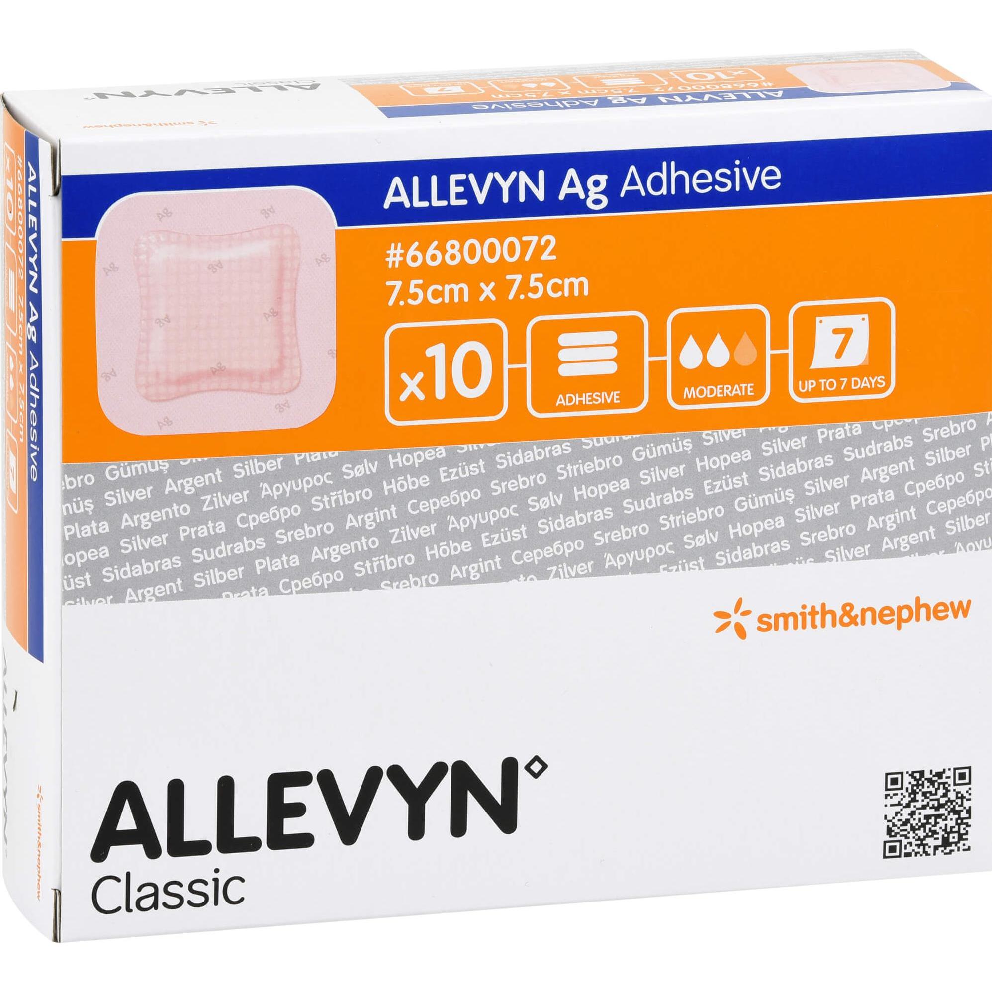 Allevyn, Pflaster, Ag Adh 7.5x7.5, 10 St VER (10 x)