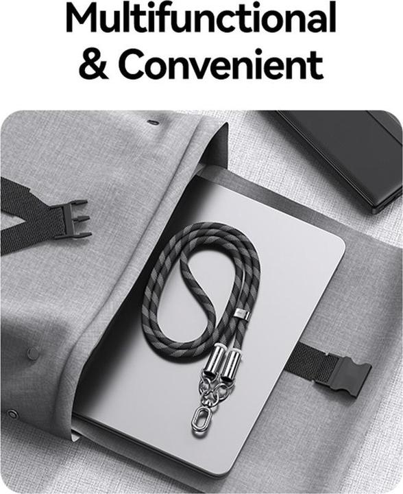 Produktbild Usams Smycz do telefonu z kablem do ładowania SJ745 60W USB-C do USB-C 1.2m czarny (1.20 m, USB 3.2 Gen 1, 60 W)