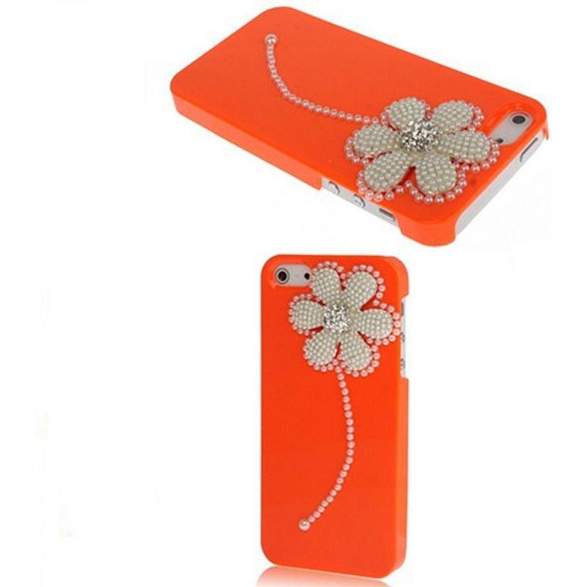 Thumbnail - König Design Handy Hülle Schutz Case Cover Schale Bumper für Apple iPhone SE Orange Blume Neu (Apple iPhone SE), Smartph...