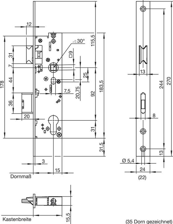 Produktbild Wilka Fluchttürschloss 6667, 1-flügelig, Funktion E, DM 35,universal, EN179/1125