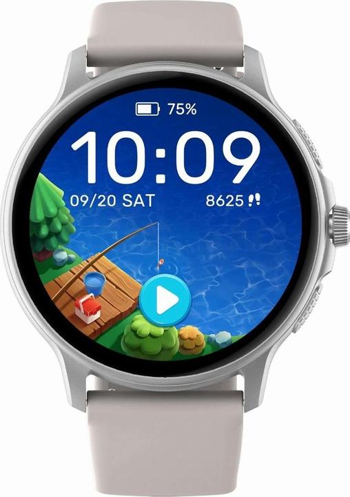 Produktbild Gravity Damen-Smartwatch GT12-8, weisses Silikonarmband + silbernes Armband
