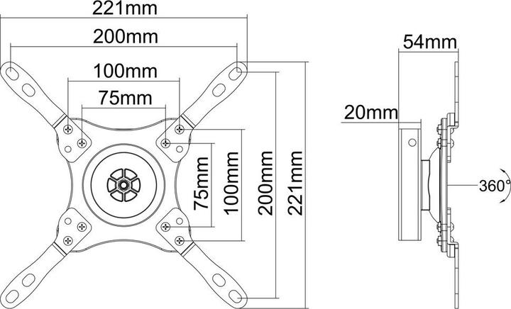 Actual product image Multibrackets M VESA Wallmount 360 Black (Wall, 32", 15 kg)