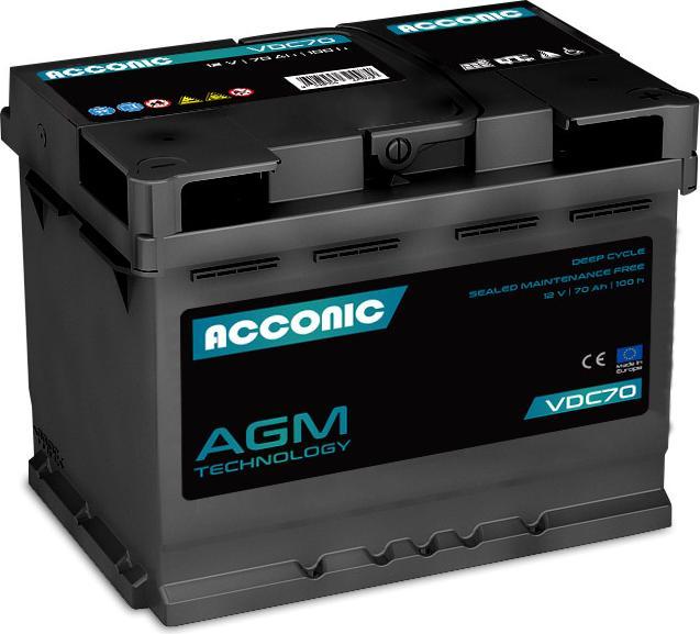 Actual product image Acconic VDC70 Deep Cycle AGM 70Ah Batterie (70 Ah)