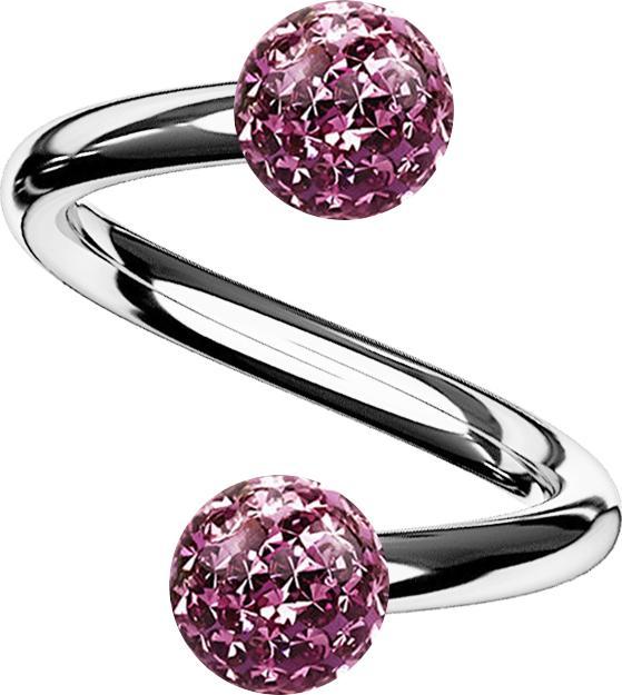 Produktbild Star Piercing Micro Spirale silber mit zwei Kristallkugeln hellviolett Epoxy Schutzschicht (ohne Messing, Titan)