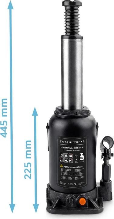 Produktbild Stahlwerk Hydraulikheber 16 Tonnen Hubkraft 225-445 mm Stempelwagenheber Autoheber Wagenheber
