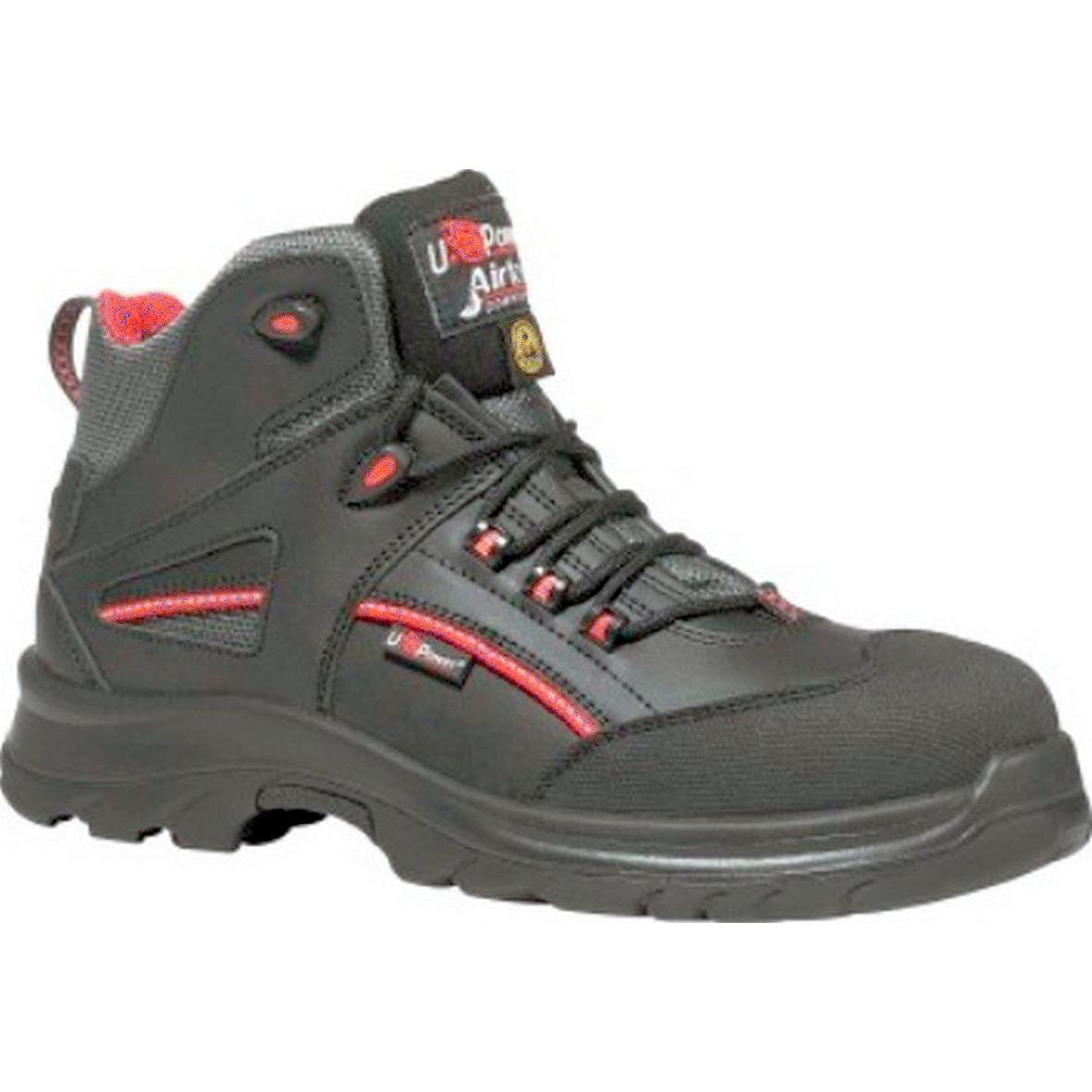 U-Power, Sicherheitsschuhe, Sicherheitsstiefel Teak Grösse 43 schwarz/rot S3 SRC ESD EN ISO 20345 Glattleder (S3, 43)