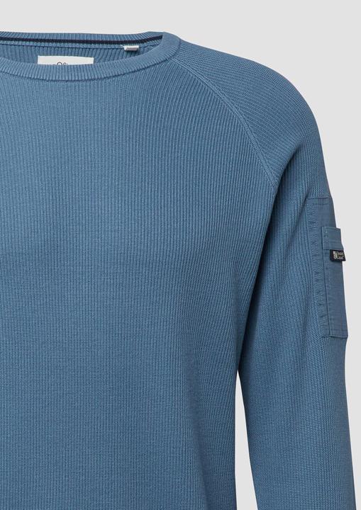 Produktbild s.Oliver Strickpullover Strukturierter Raglanpullover aus Baumwolle mit Ärmeltasche (XL)