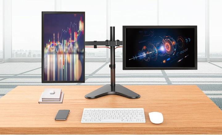 Image du produit Techly Pied pour 2 écrans LCD - noir - Taille d'écran : 33-81.3 cm (13"-32") (Tables, 32", 16 kg)